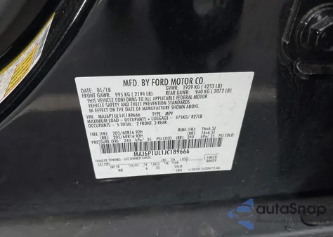 2018 Ford Ecosport Se from USA, damaged, VIN MAJ6P1UL1JC189666